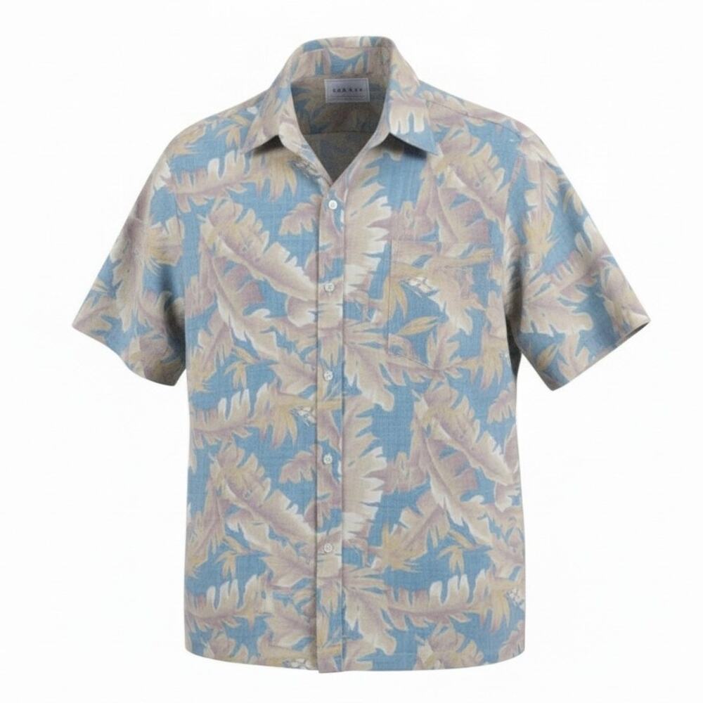 Vintage Kai Nani Hawaiian Shirt Reversed Floral Fabric Button Up Size XL